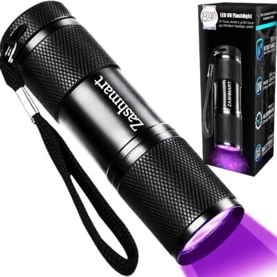 ZASHMART UV Torch, 87MM L 9 LED Flashlight, 395 NM Black Flashlight, Powerful UV Light Pets Urine Detector, 26MM Dia Ultraviolet Light for Resin Curing, 3AAA Batteries (Not Included)